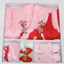 被布セット　ピンク着物に絞り柄コート　FS802